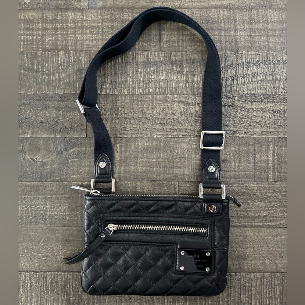 Vintage L.A.M.B Quilted Leather Crossbody Bag Black Y2K Gwen Stefani Rare